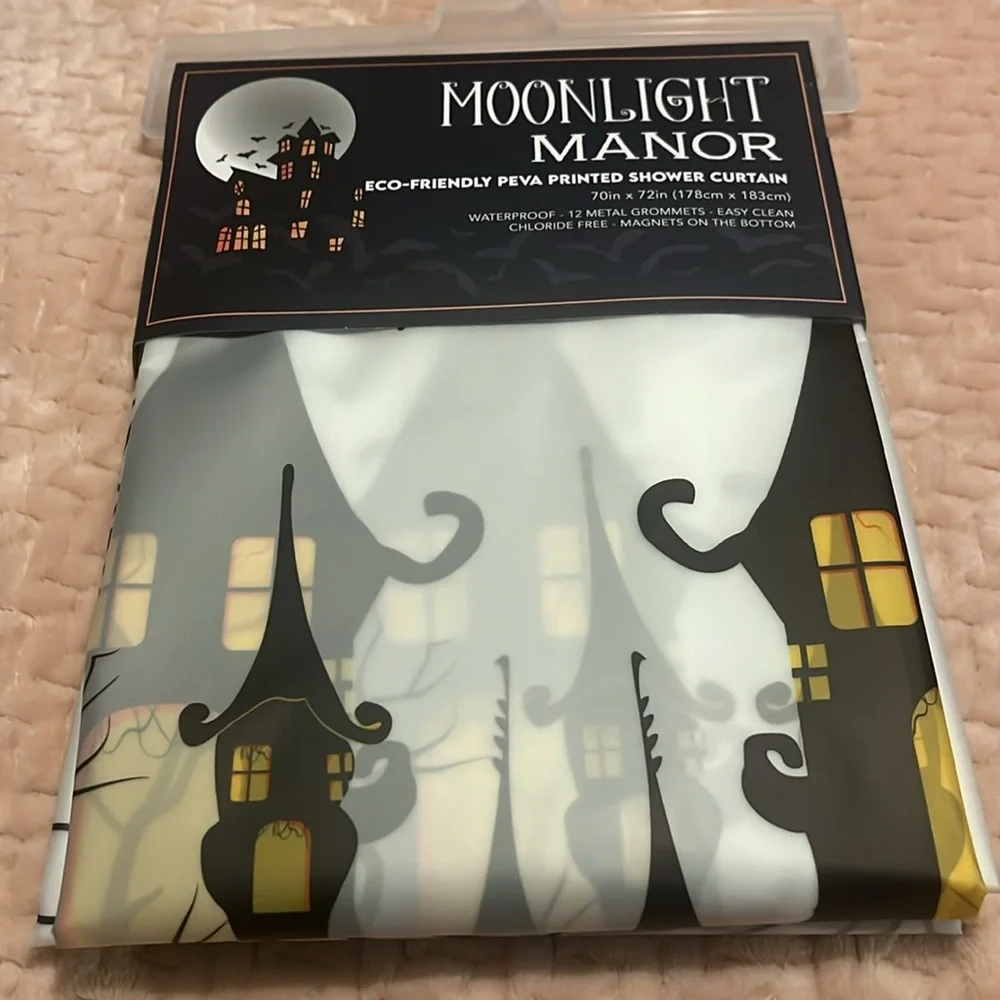 Moonlight Manor Halloween Shower Curtain